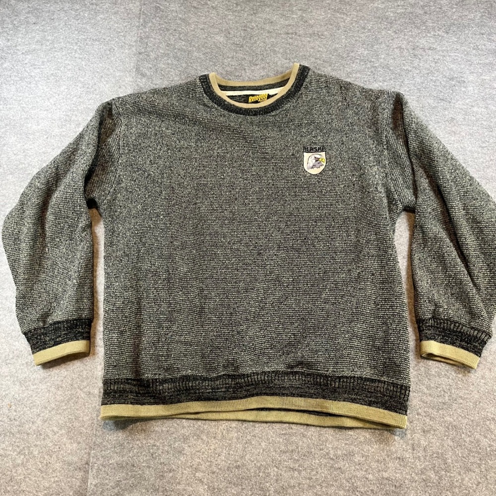 Renegade Club Men Alaska Eagle Sweater Grey‎ Vintage Gorpcore Large USA Made